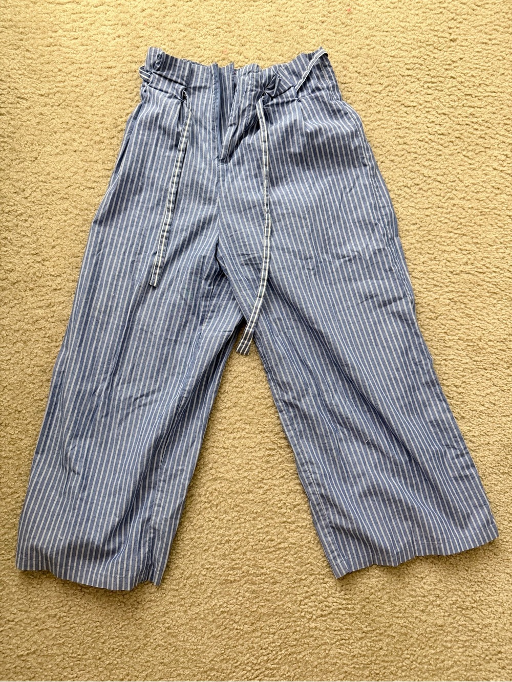 a new day Blue & White Striped Wide-Leg Paperbag Pants